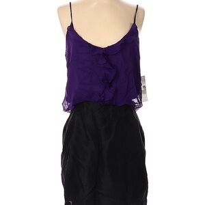NEW Myne Ashley Ann Purple and Black Silk Cocktail Dress